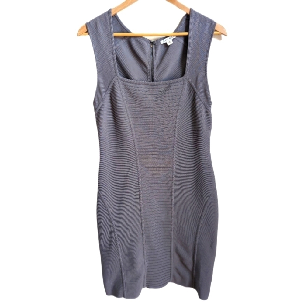 RONNY KOBO Grey Bodycon Bandage Strechy Cocktail Feminine Mini Dress Large